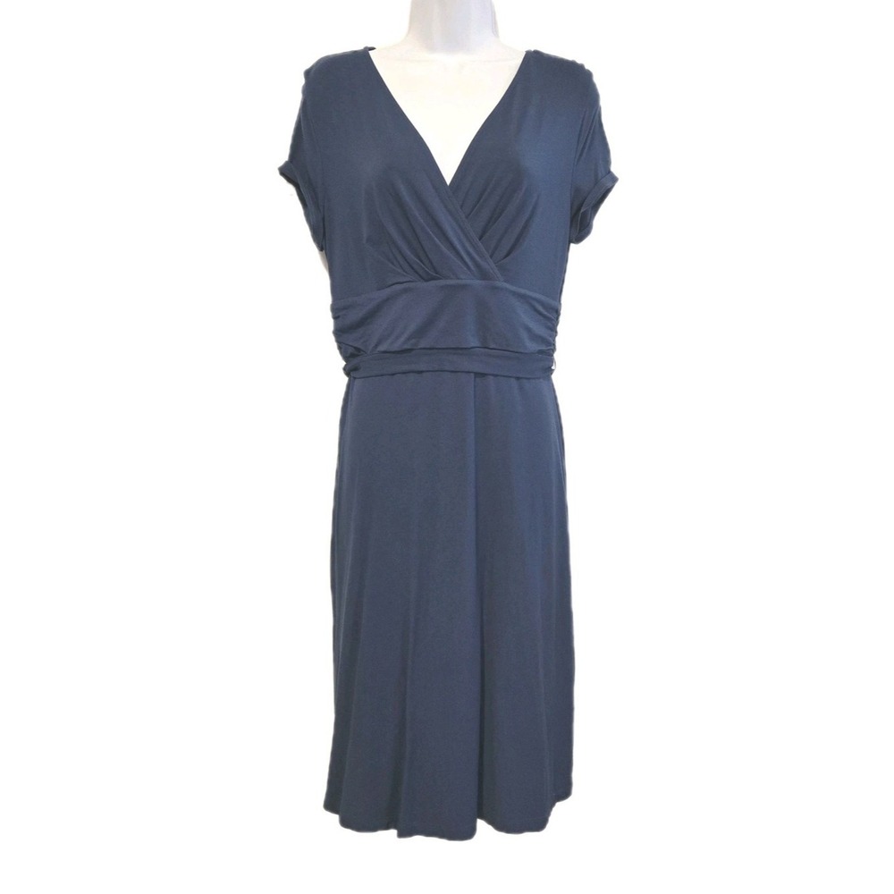 Talbots Petites Women's Faux‎ Wrap Dress Faux Wrap Ruched Crossover Bodice MP
